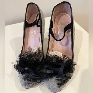 Authentic RED Valentino Black and Gray Heels with Bow Detail